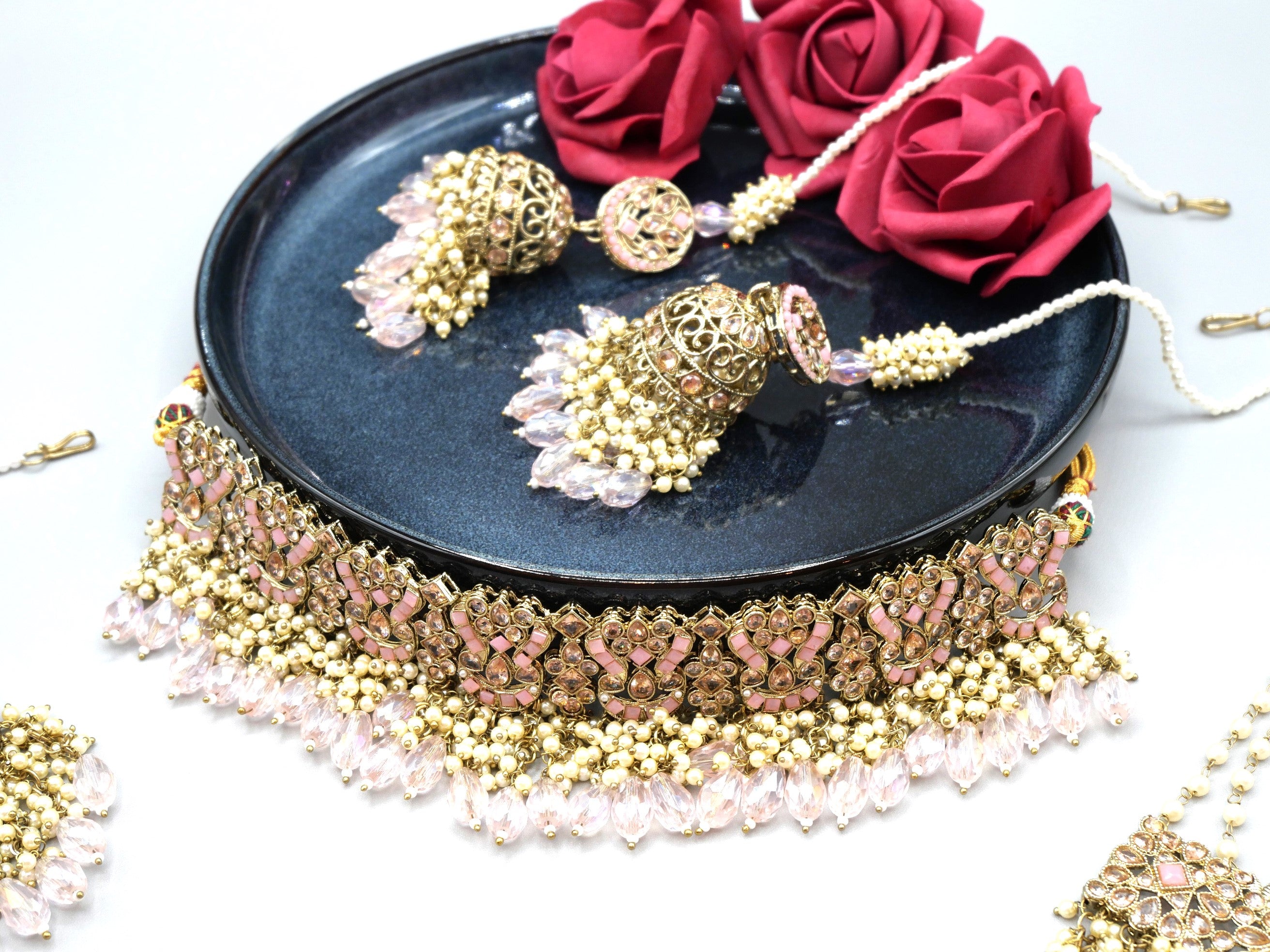 Buy Indian Jewelry Choker Set Necklace/bollywood Jewellery/indian Dark Gold  Choke Set/wellington Bridesmaid Jewellry/women Necklace Set Online in India  - Etsy