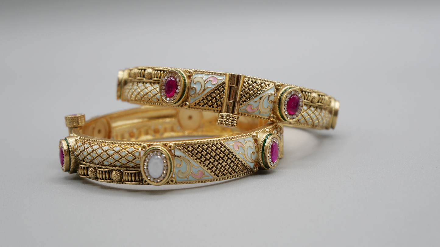 Chloe - Traditional Gold platted meenakari enamel paint kada